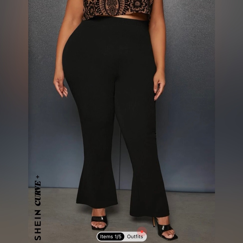 SHEIN Curve+ sz 28 Black Flare Leg Pants EUC - Picture 4 of 10